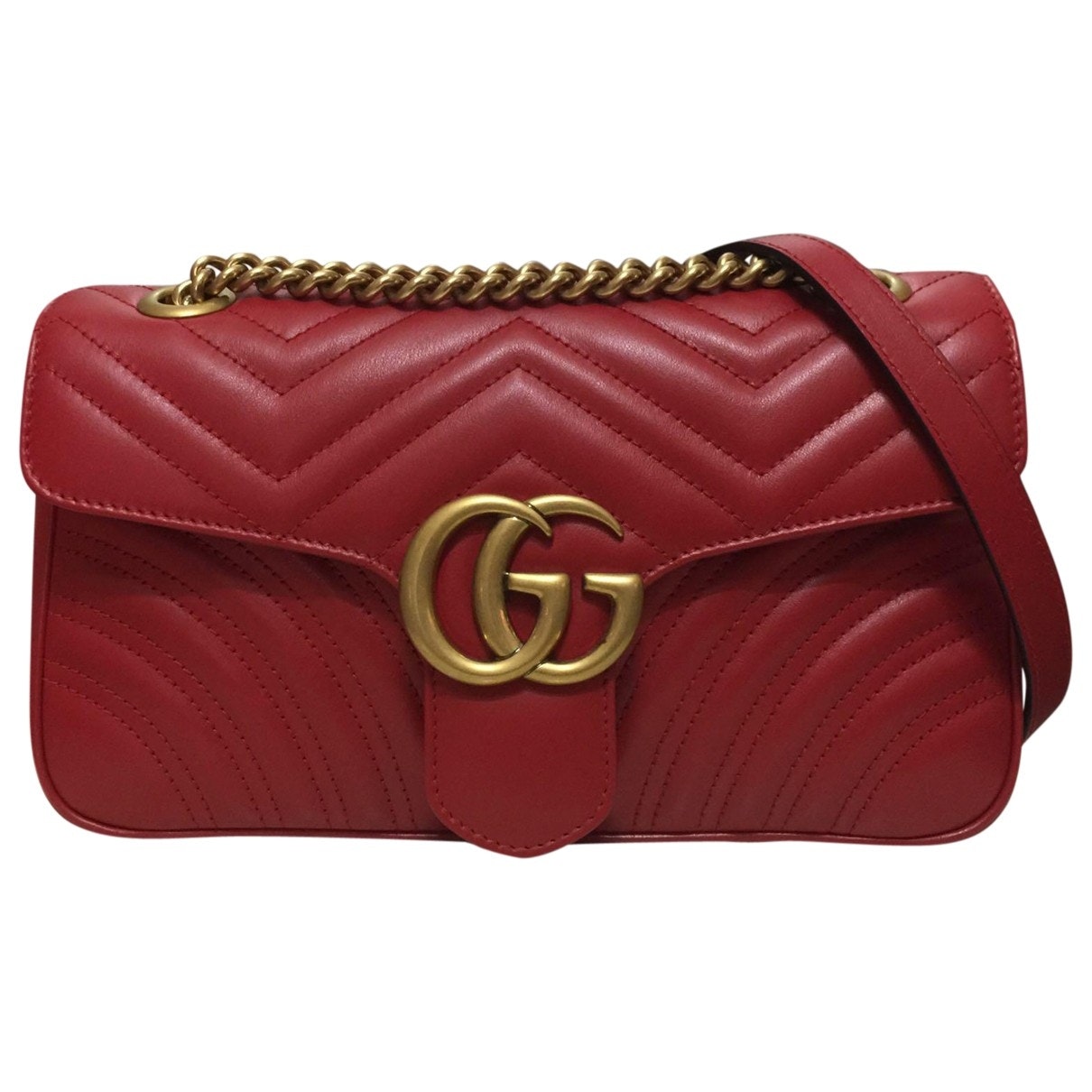 Gucci marmont red leather handbag