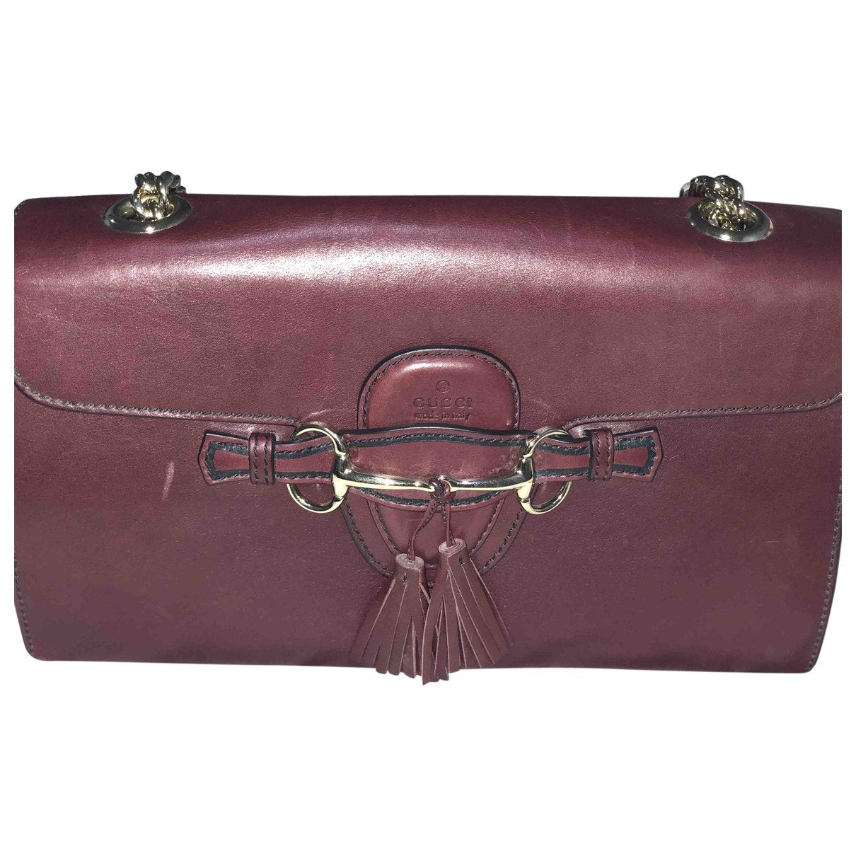 Gucci emily burgundy leather handbag