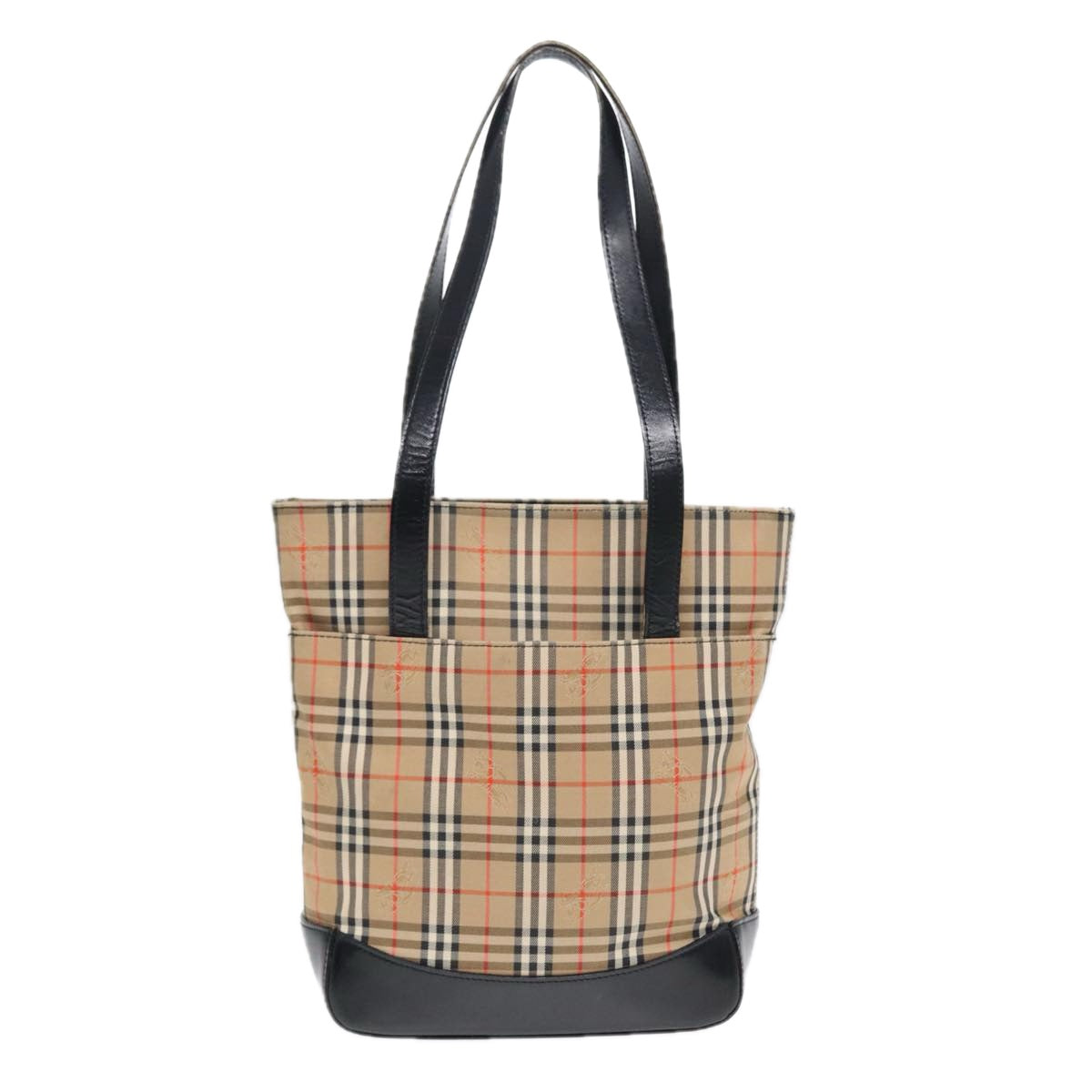 Luxury BurberrySs Nova Check Tote Bag Canvas Leather Beige Black gold Auth 87170