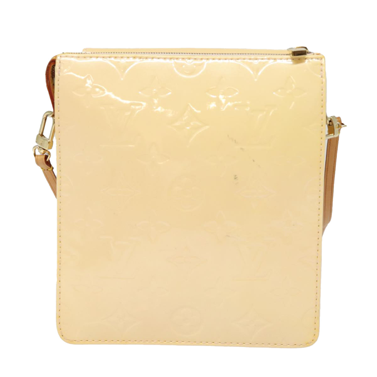 LOUIS VUITTON Monogram Vernis Motto Pouch Marshmallow Pink M91312 LV Auth 87333