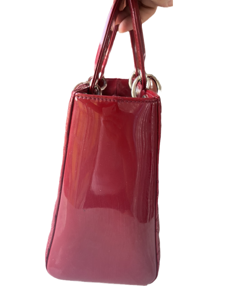 Lady Dior Medium Bag Red Patent Leather SKU 0194