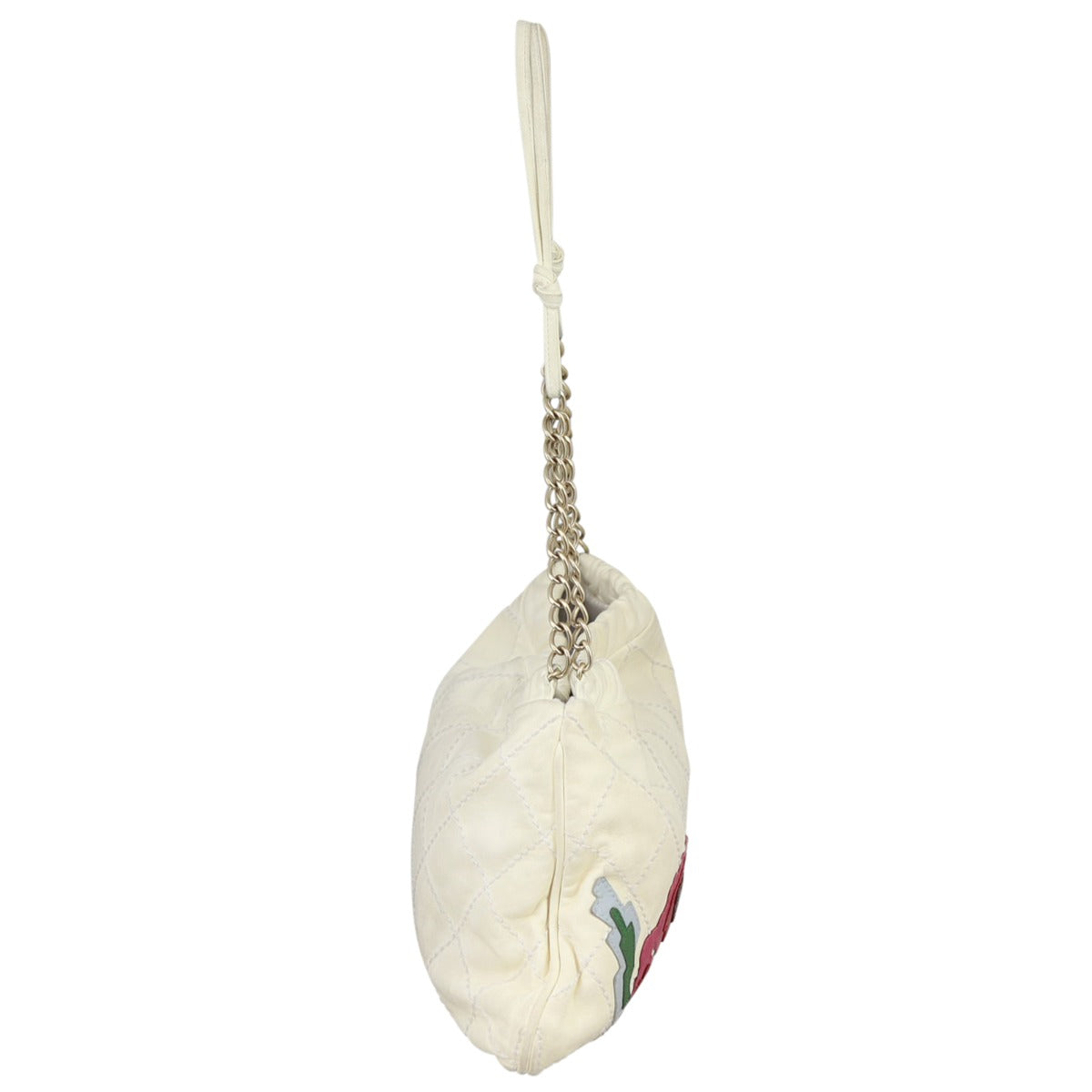 Chanel Quilted Rose Applique Hobo | Cream Lambskin
