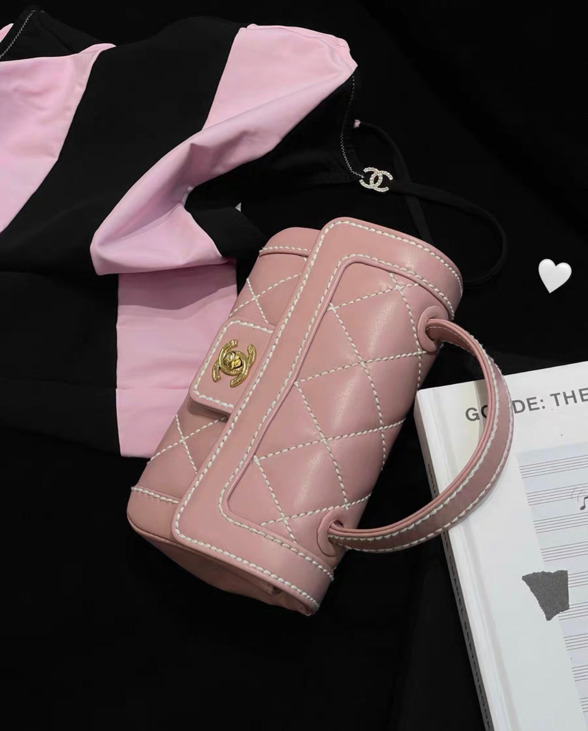 chanel  pink mini handbag gold
