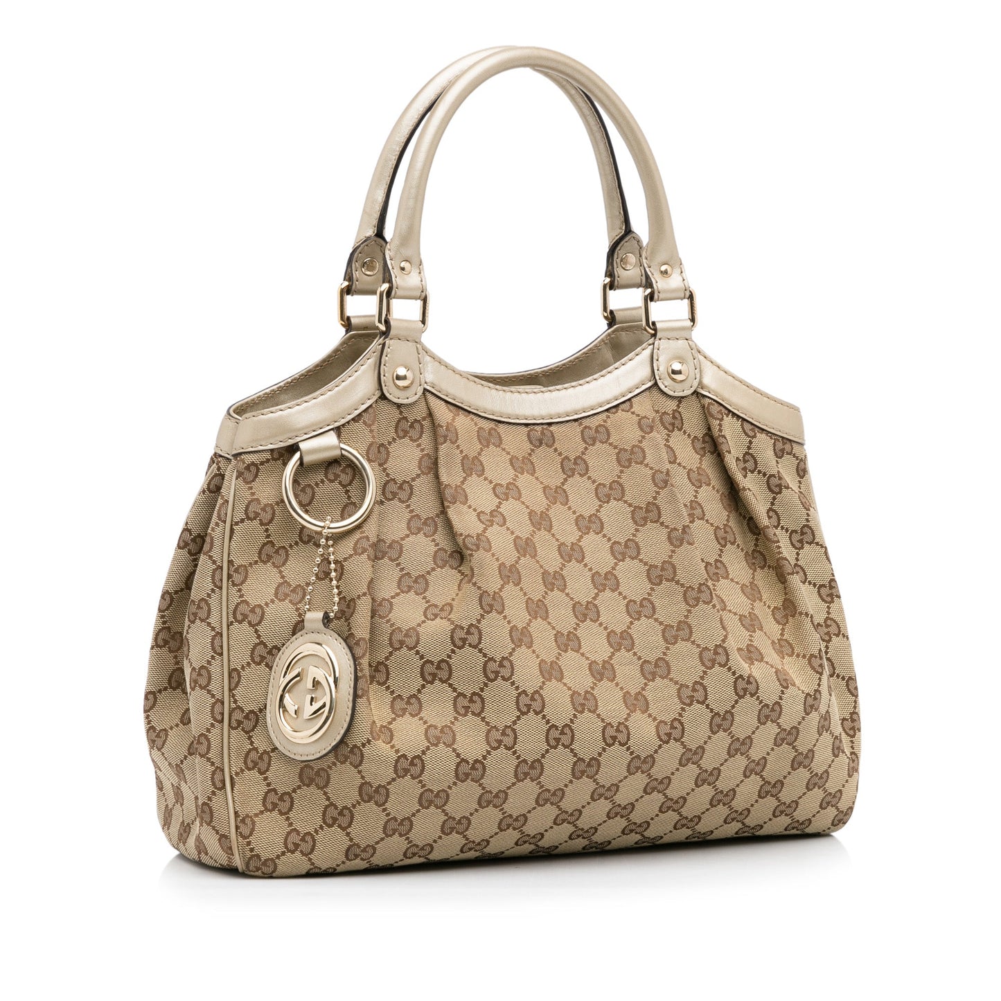 Gucci Sukey Brown Leather Canvas Tote Style 2