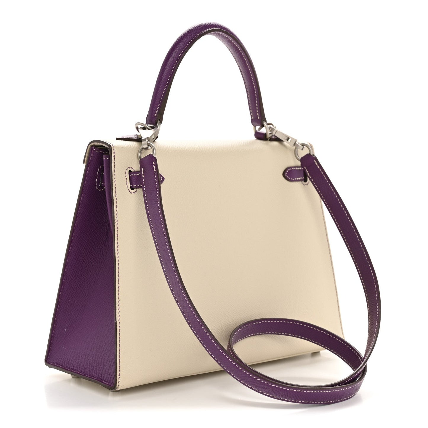 Hermes Epsom Bi-Color Horseshoe Kelly Sellier 25 Craie Anemone