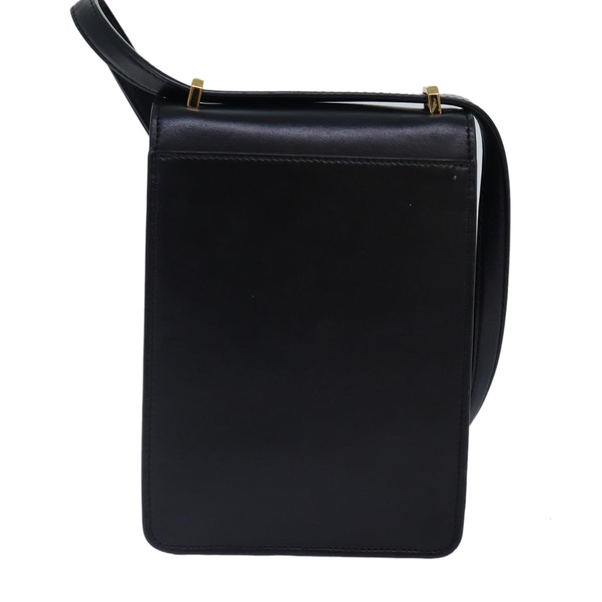 Luxury Burberry Shoulder Bag Leather Black Gold Auth 88126