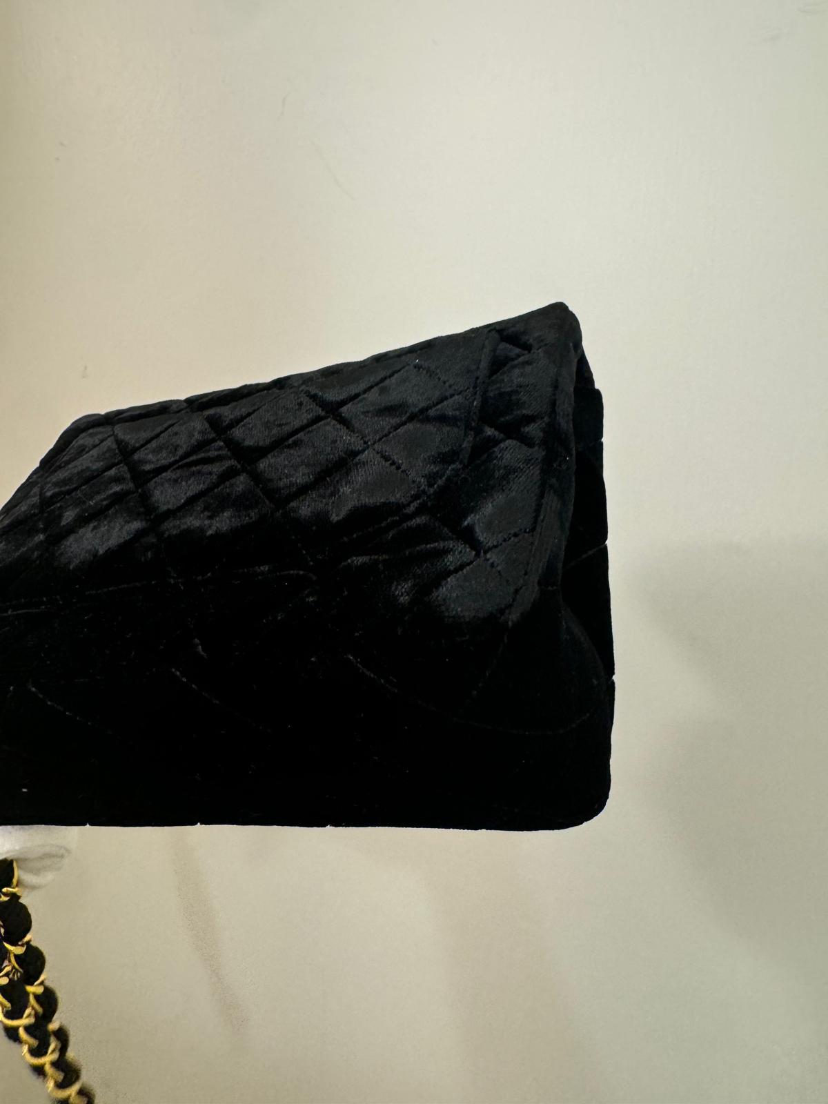 Chanel  Mini Velvet Flap bag Black gold hardware