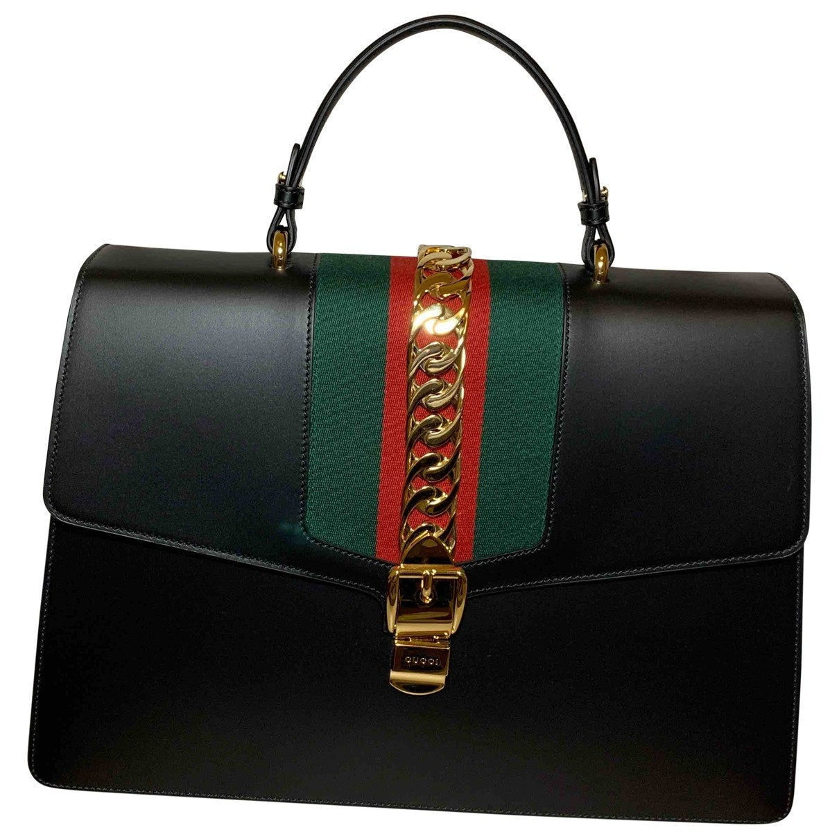 Gucci sylvie black leather handbag