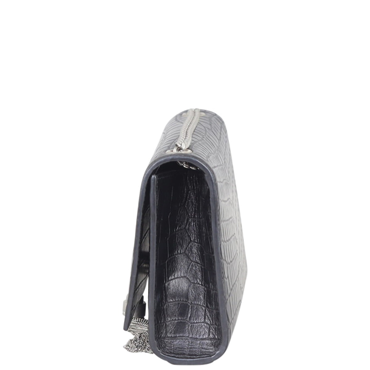 Saint Laurent Kate Tassel Chain Bag Small Croc-Embossed