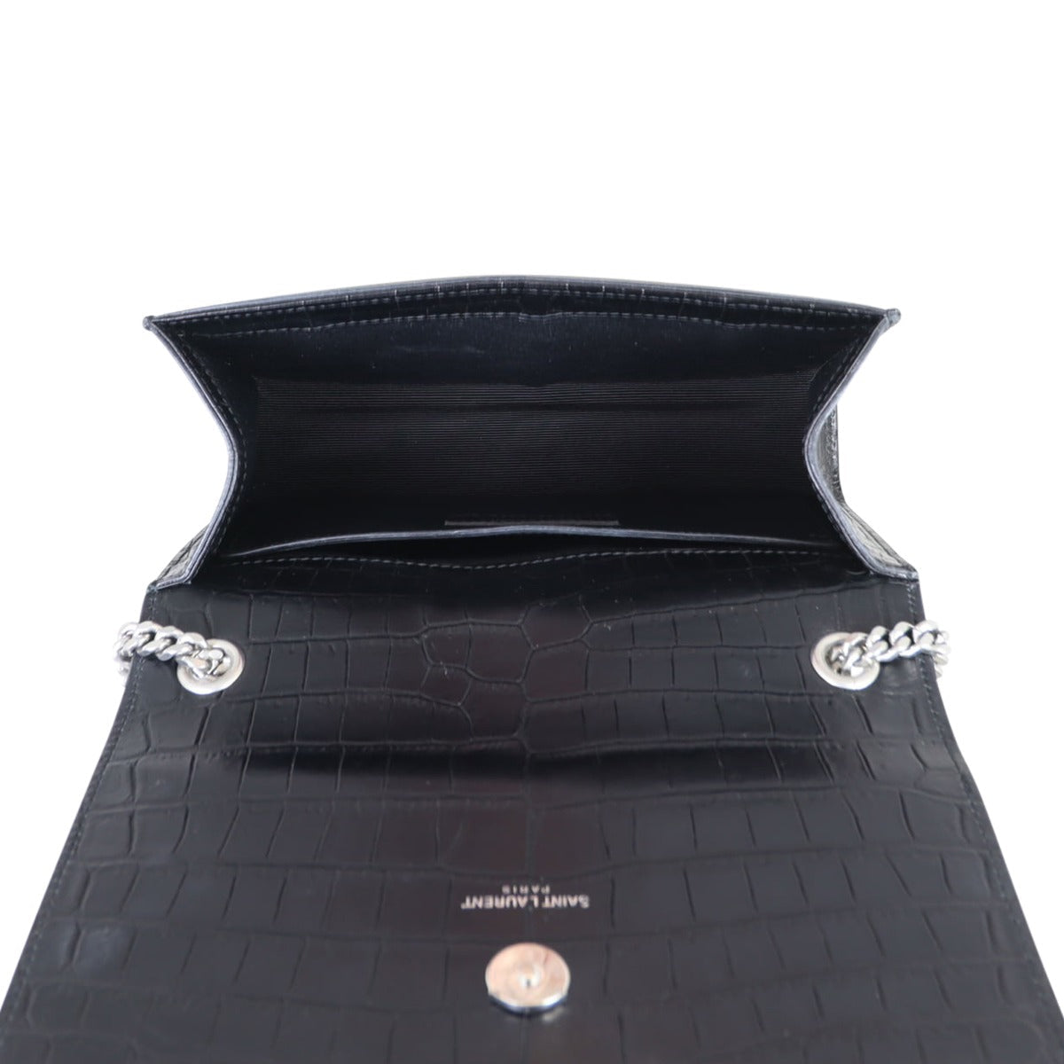 Saint Laurent Kate Tassel Chain Bag Small Croc-Embossed