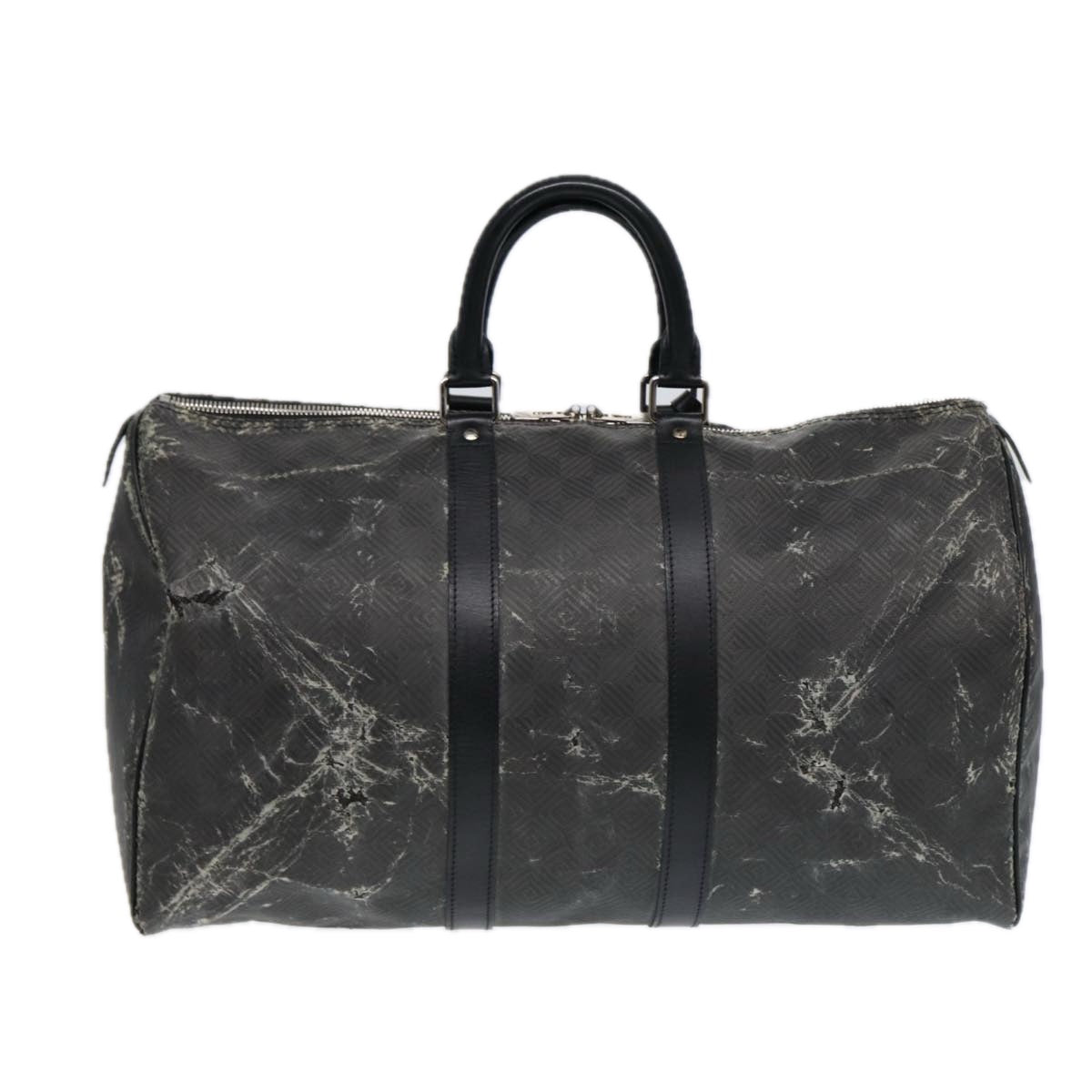 LOUIS VUITTON Damier Carbon Keepall 45 Boston Bag Black N41415 LV Auth 88545