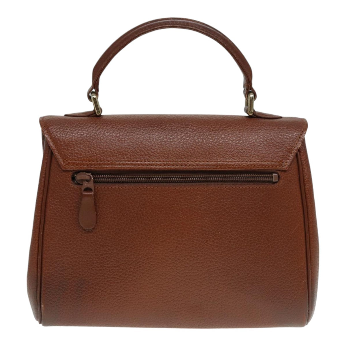 Luxury BurberrySs Hand Bag Leather Brown Gold Auth 88651