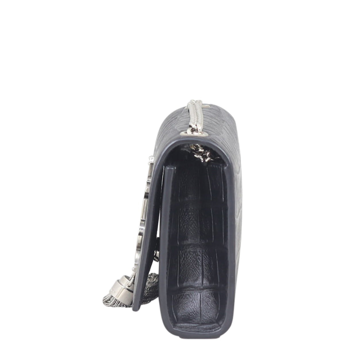 Saint Laurent Kate Tassel Chain Bag Original Small Croc-Embossed