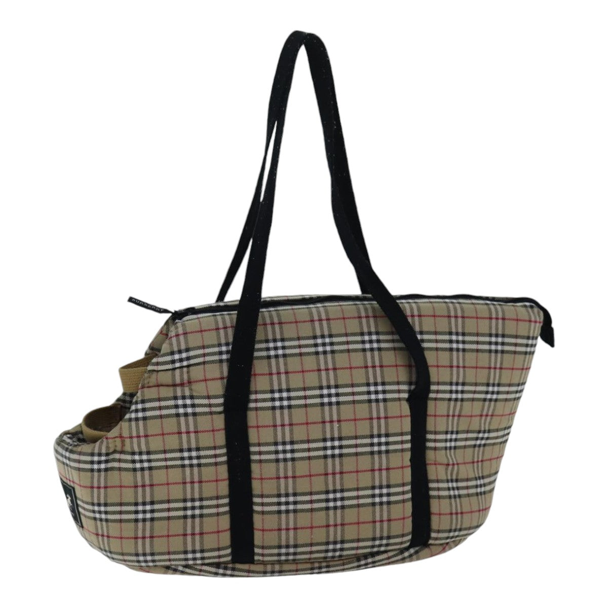 Luxury Burberry Nova Check Pet Case Canvas Beige Auth 88722