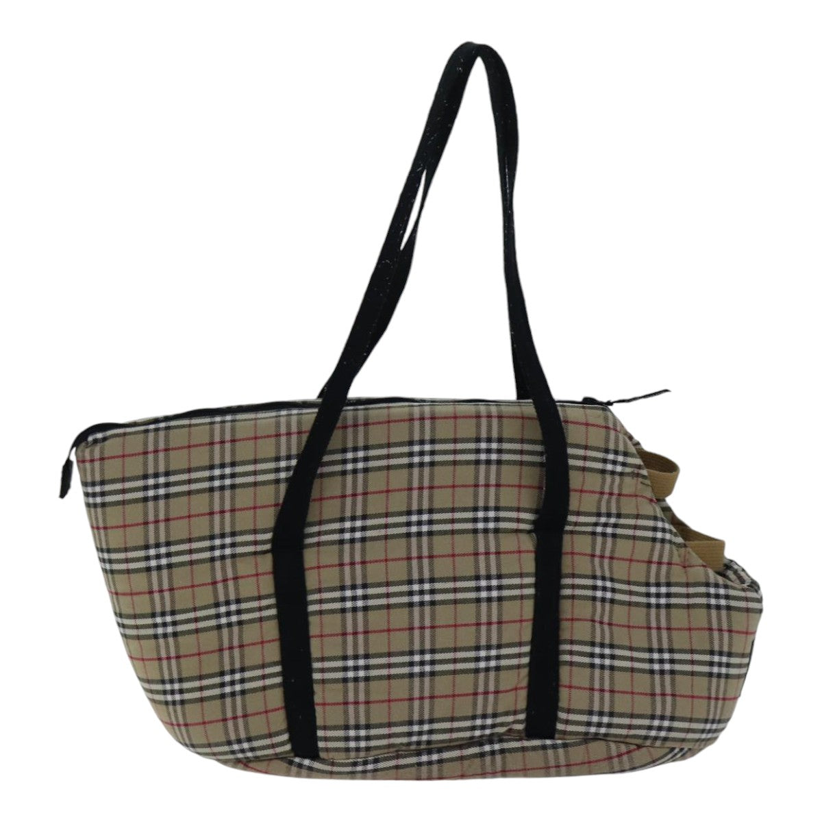 Luxury Burberry Nova Check Pet Case Canvas Beige Auth 88722