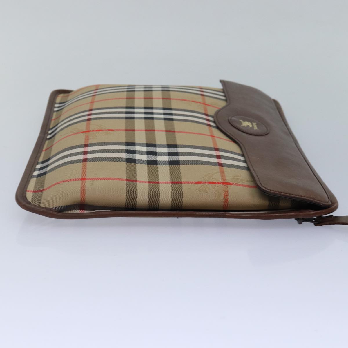 Luxury BurberrySs Nova Check Document Case Clutch Bag Canvas Beige Brown Auth 88787