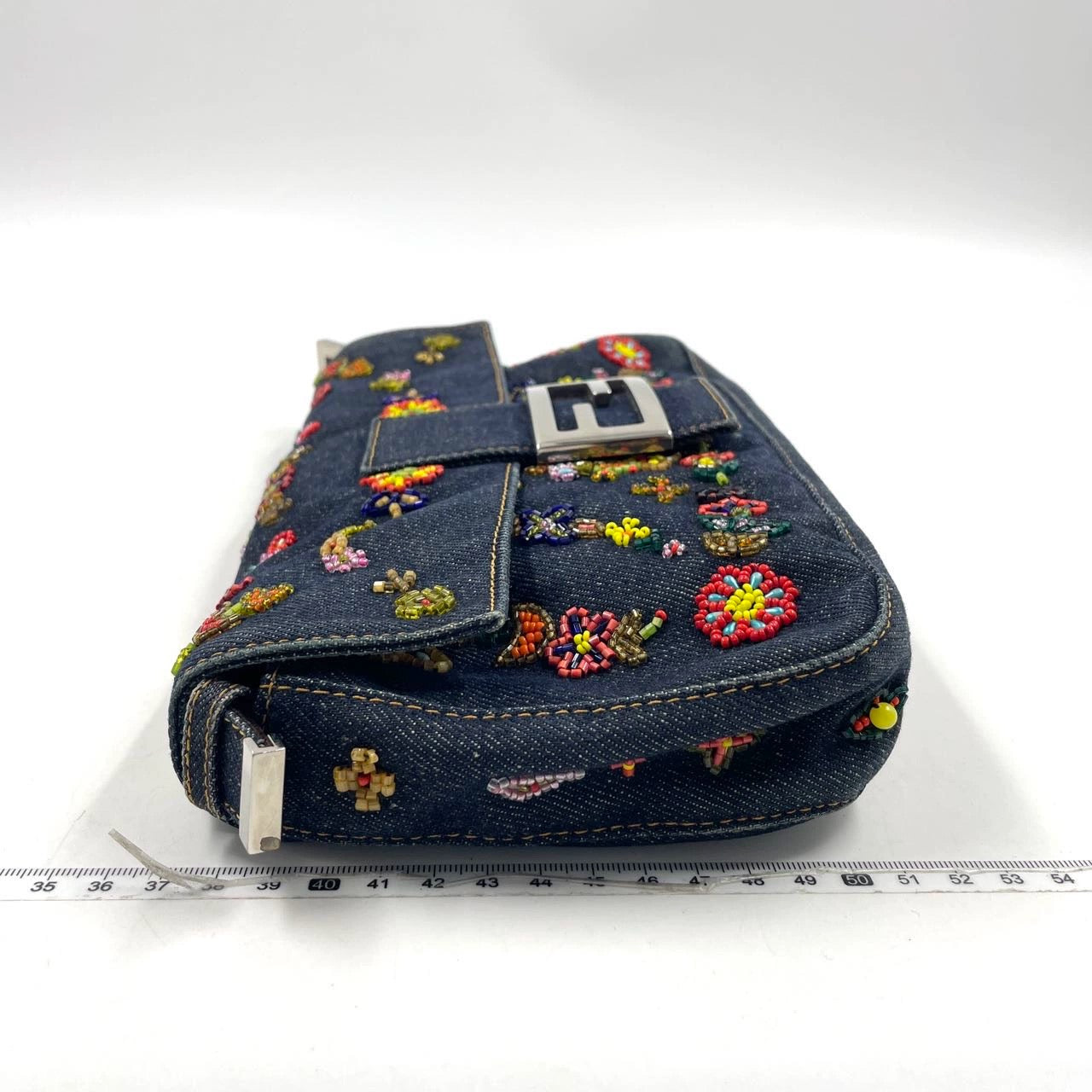 Fendi Baguette Denim with Floral Beads 25 Anniversary Special Collection