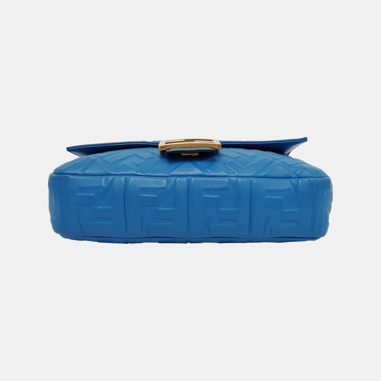 Fendi Baguette Blue Lambskin Leather Crossbody Bag Medium