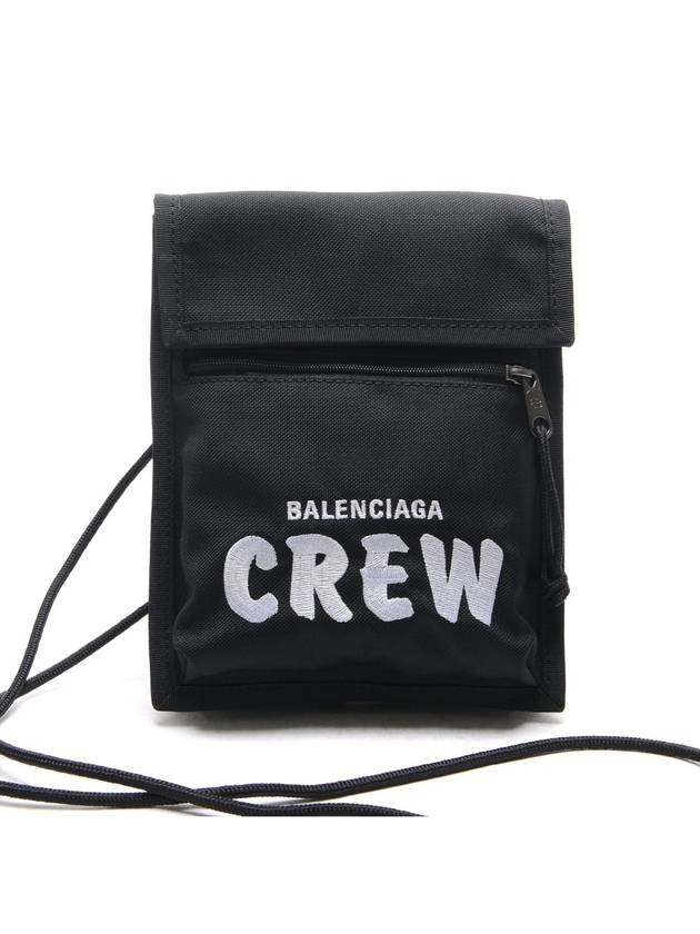 Luxury Balenciaga Trending 2026 Explorer Embroidered Crew Logo Mini Cross Bag Black