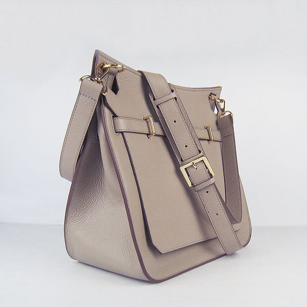 Luxury Hermes Leather Shoulder bag H6508 grey golden