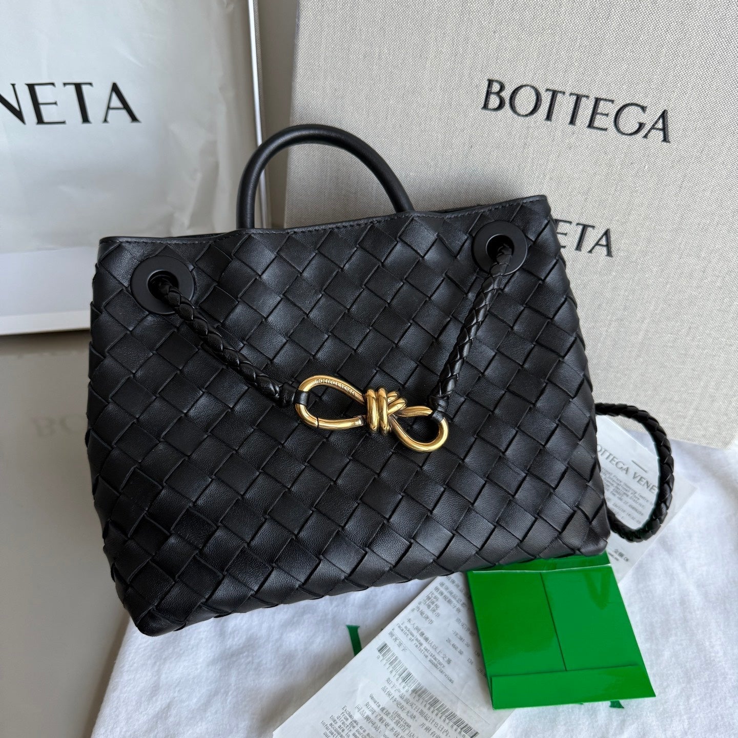 Bottega Veneta Small Andiamo Black Intrecciato Handbag 2026