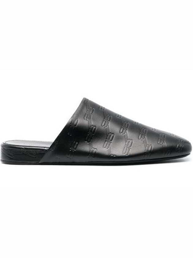 Luxury Balenciaga Trending 2026 Debossed Logo Leather Mule Black