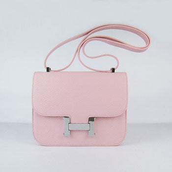 Luxury Hermes Constance Cowskin Leather Bag H017 pink silver