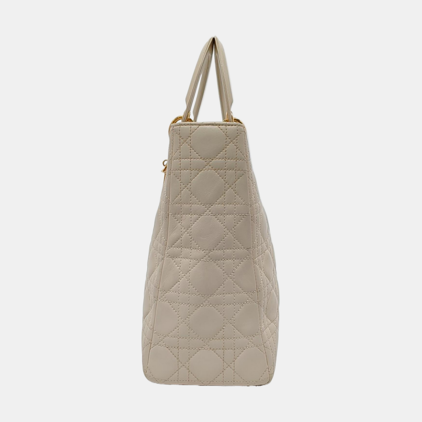 Lady Dior Large Off White Lambskin Cannage Leather Gold Hardware