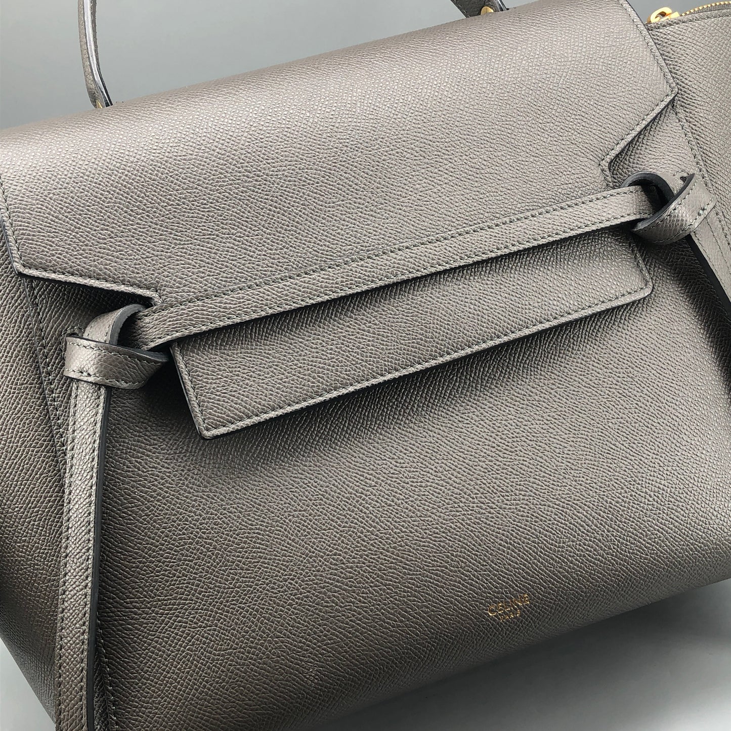 Celine Mini Belt Bag Grey Grained Leather Handbag