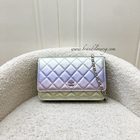 Chanel Classic Wallet on Chain WOC in 21K Iridescent Rainbow Calfskin and SHW Crossbody