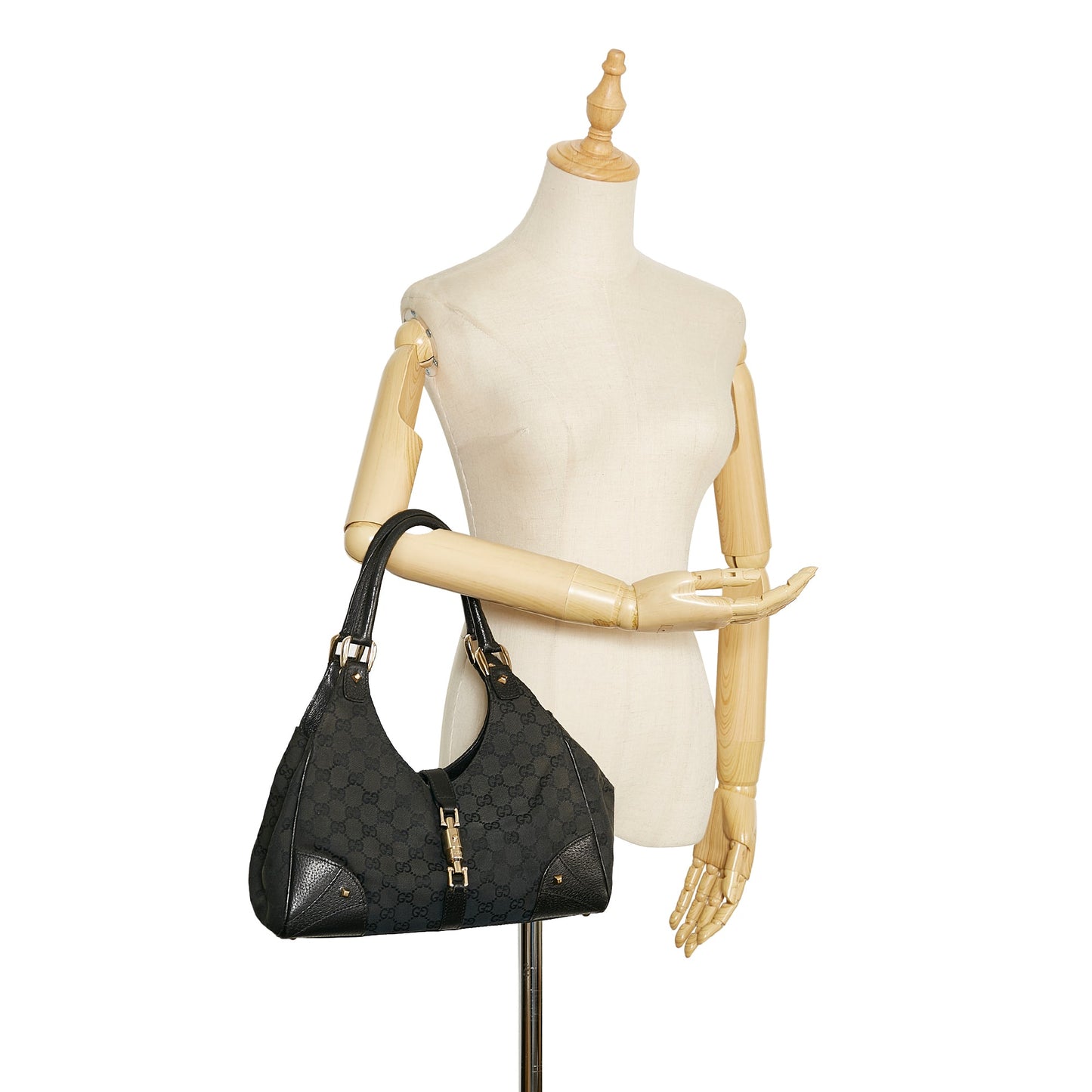 Gucci Jackie Leather Canvas Handbag