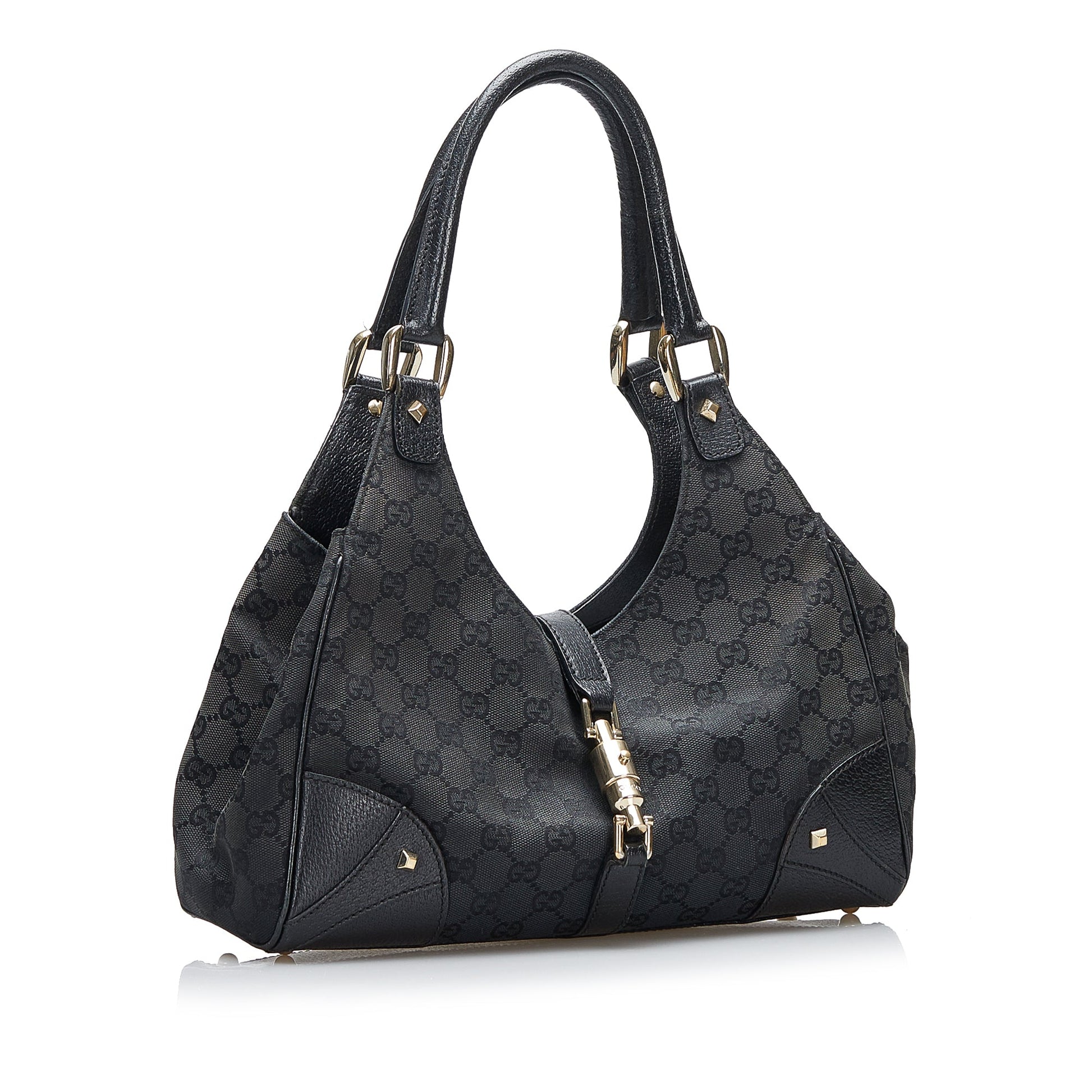 Gucci Jackie Leather Canvas Handbag