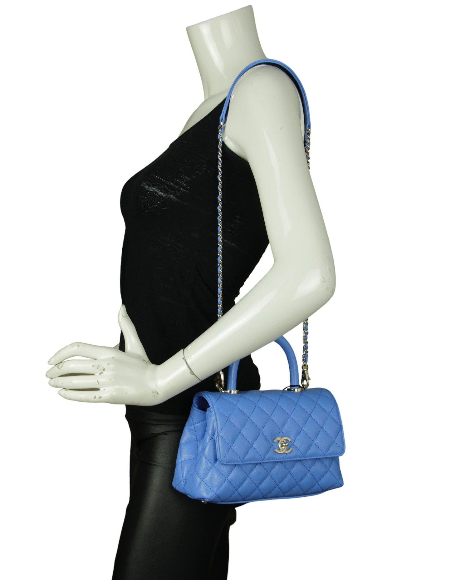 Chanel 2024 Blue Caviar Mini Coco Handle Flap Bag