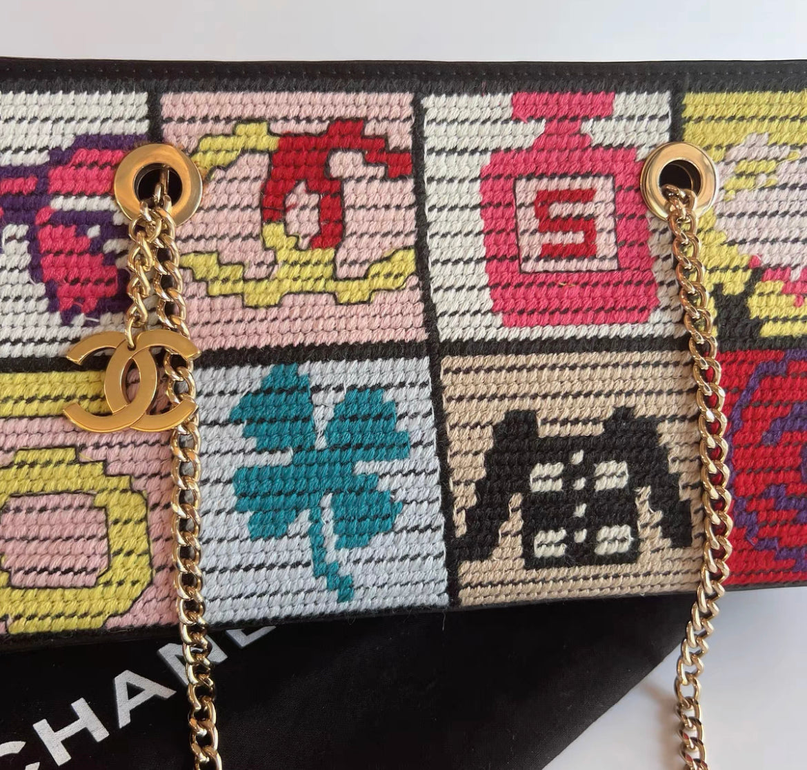 Chanel  Cross stitch shoulder bag