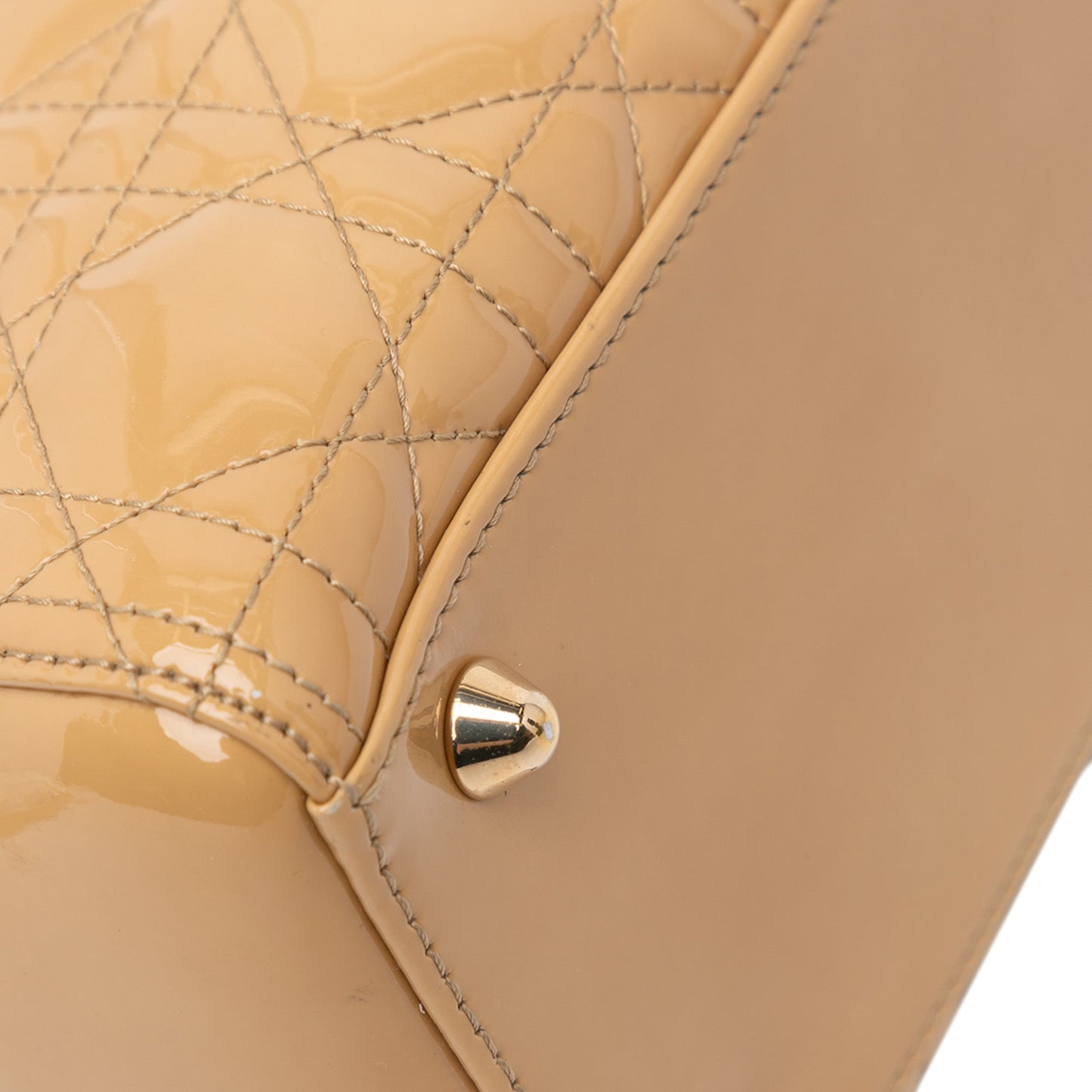 Brown Dior Large Patent Cannage Lady Dior Satchel