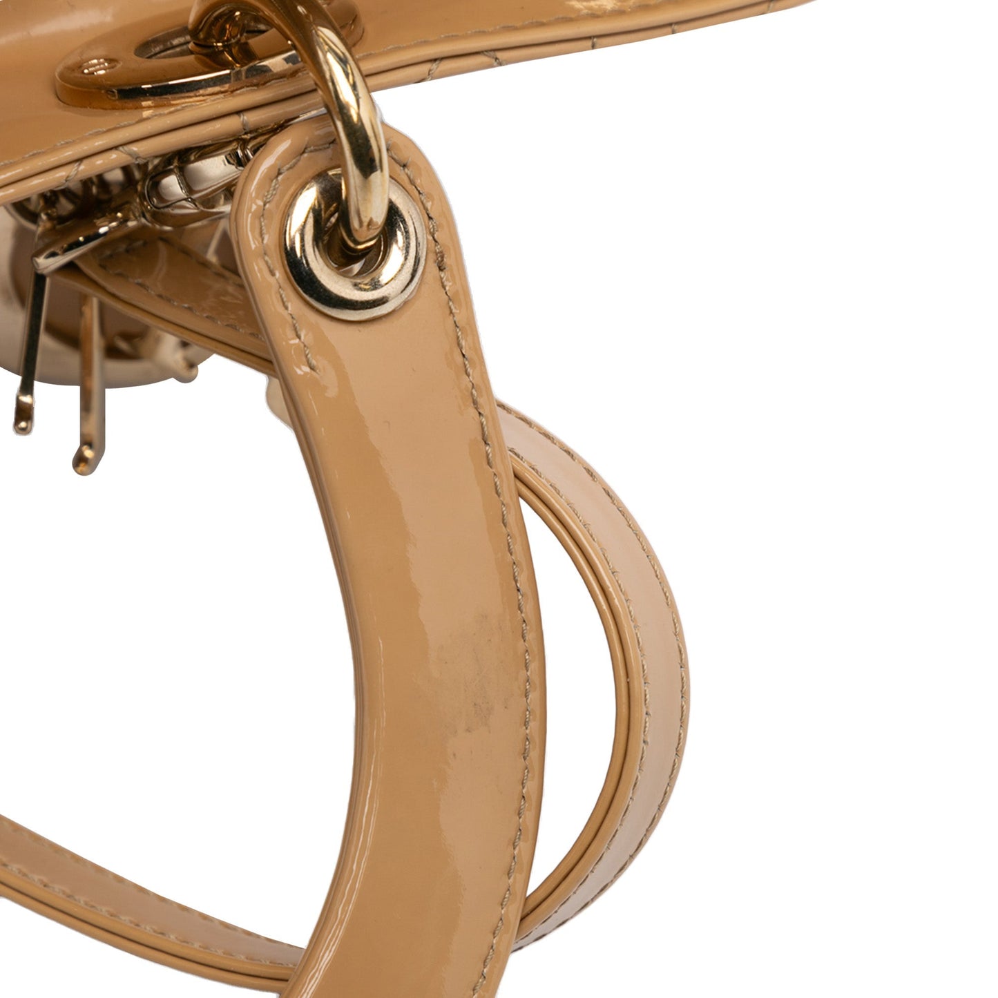 Brown Dior Large Patent Cannage Lady Dior Satchel