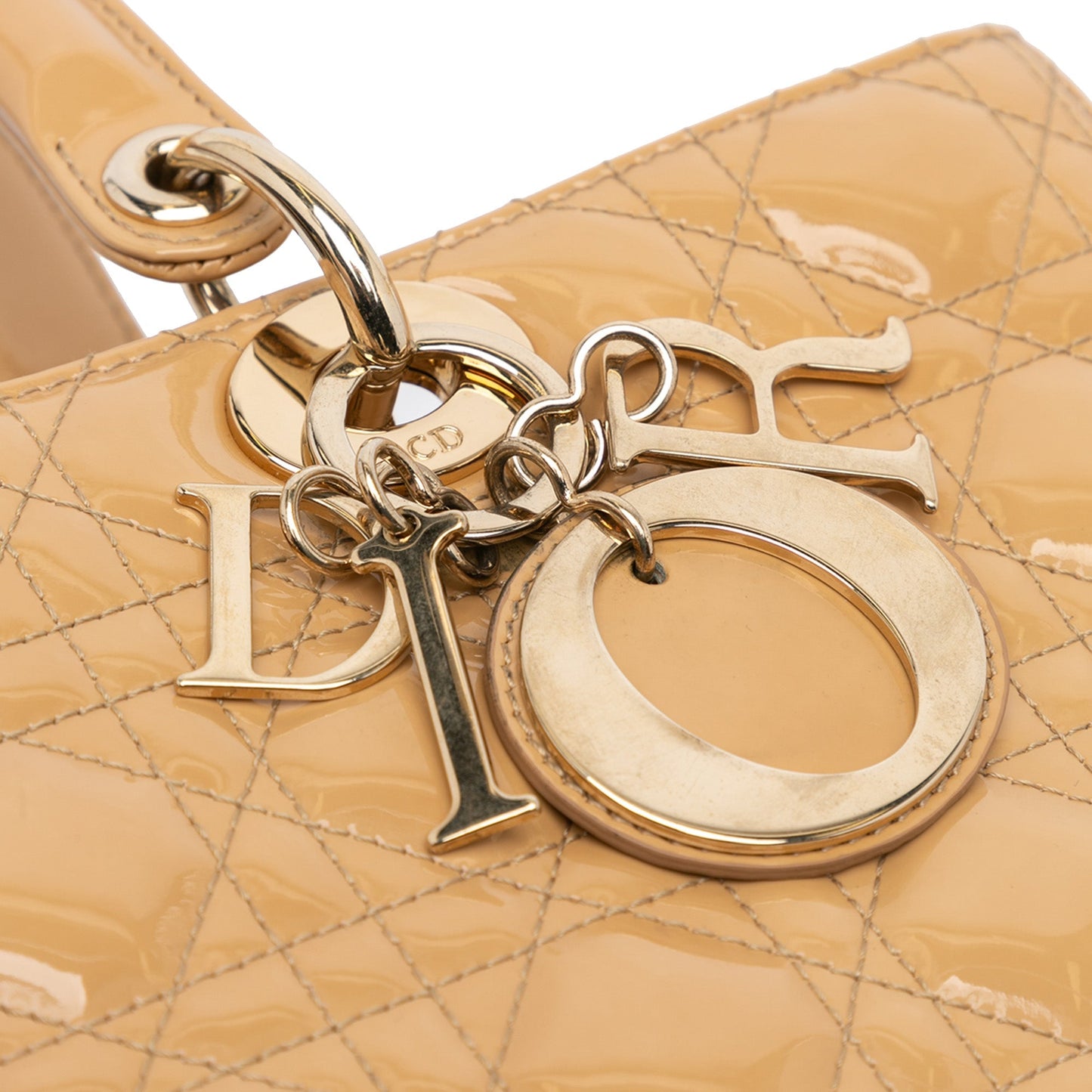 Brown Dior Large Patent Cannage Lady Dior Satchel