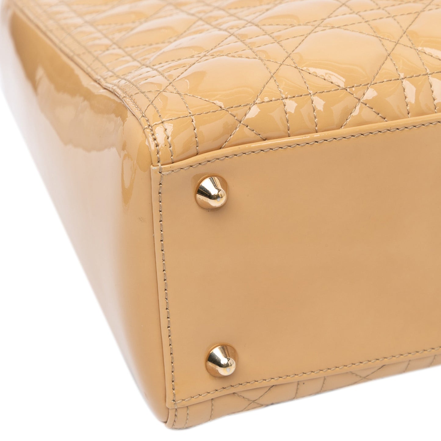 Brown Dior Large Patent Cannage Lady Dior Satchel