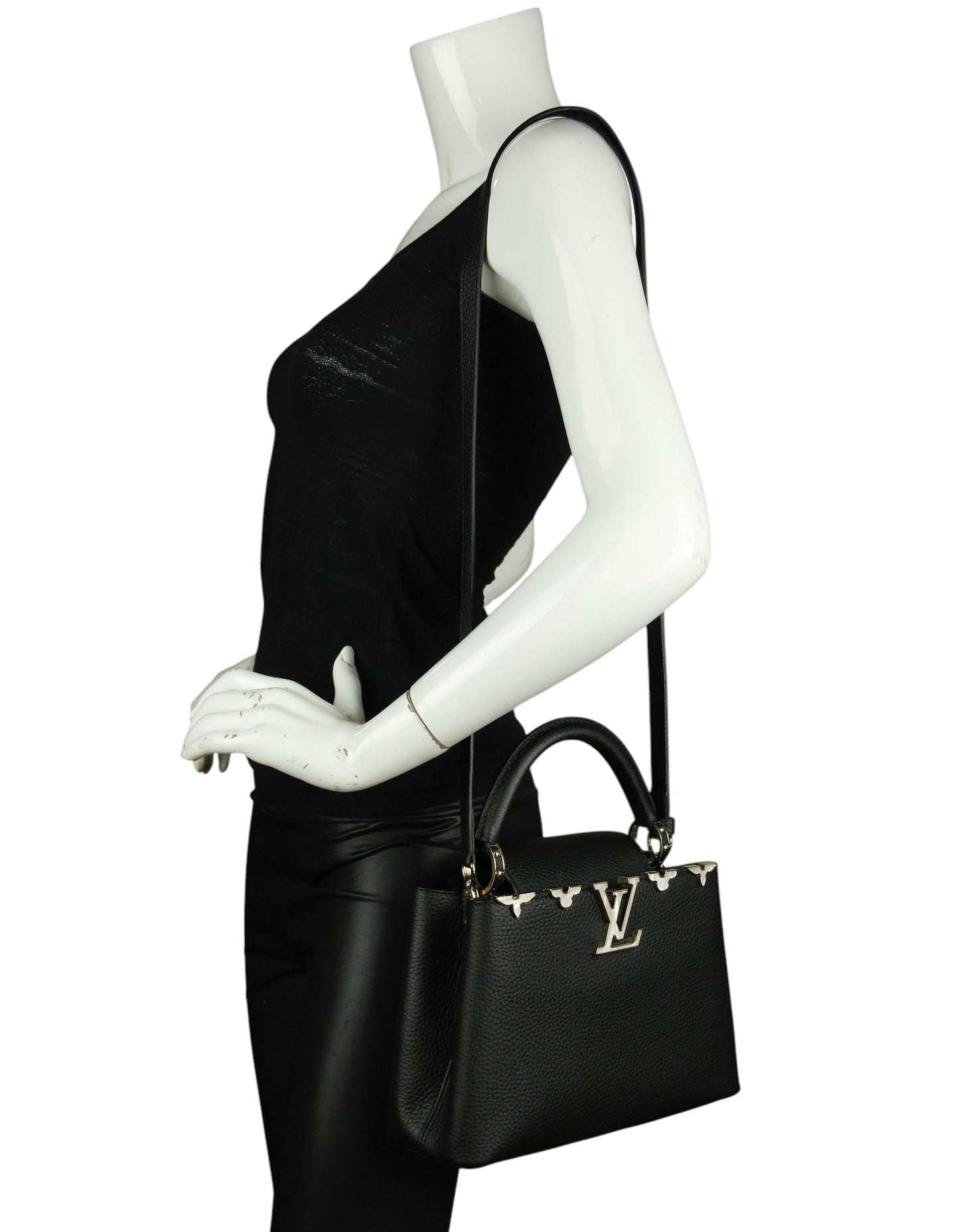 Louis Vuitton Black Mother-of-Pearl Capucines BB