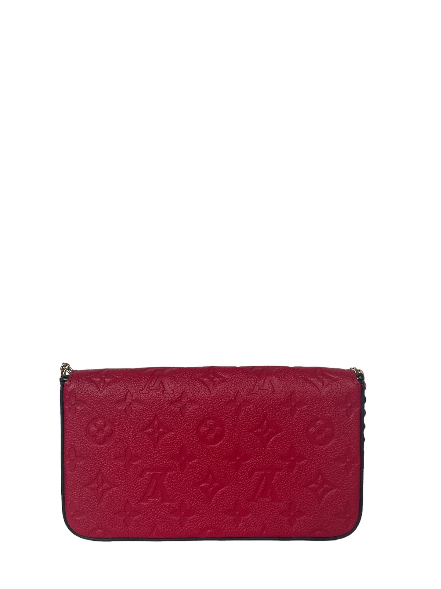 Louis Vuitton Scarlet Red Emperiente Leather Felicie Chain Wallet Crossbody Bag
