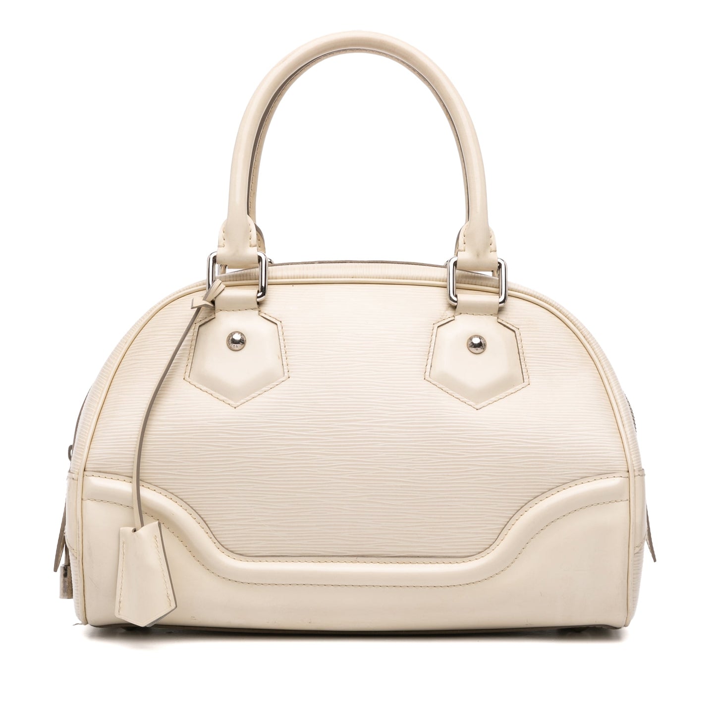 White Louis Vuitton Epi Bowling Montaigne PM Handbag