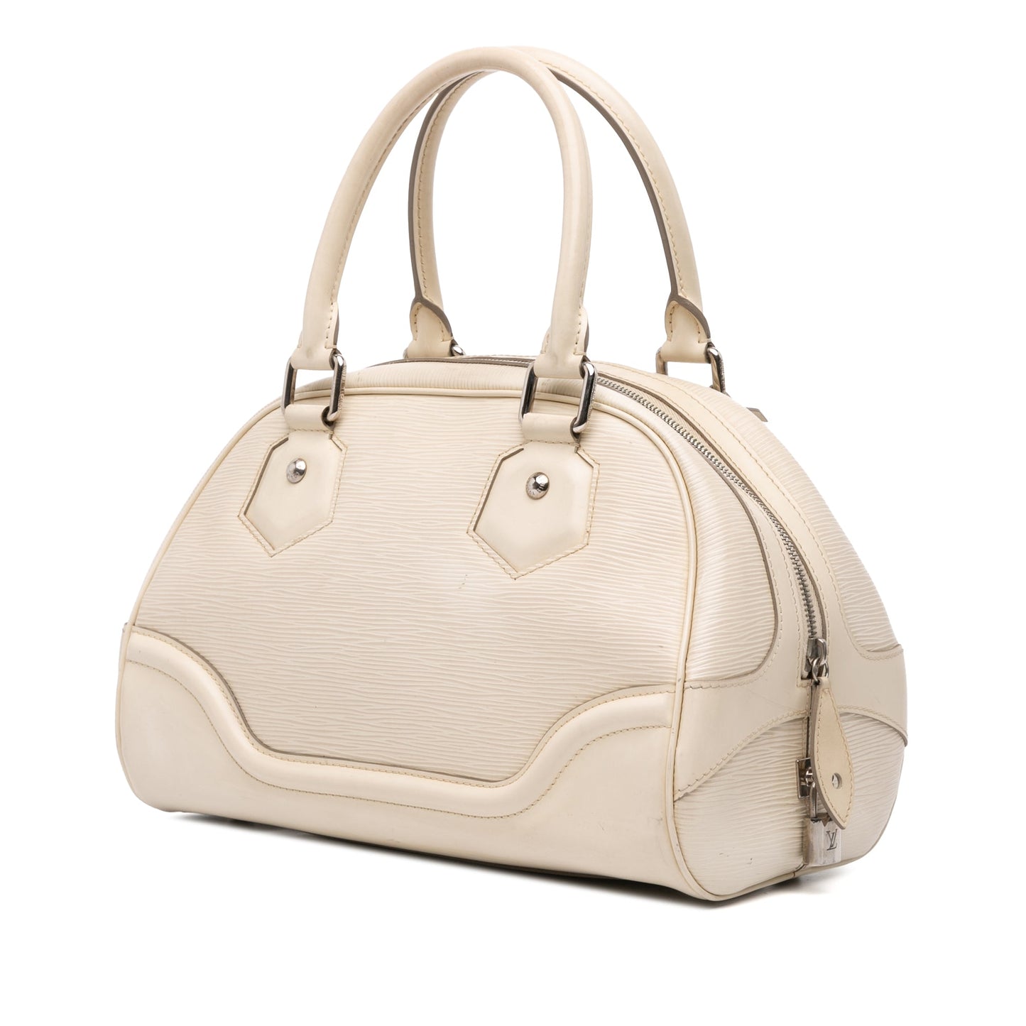 White Louis Vuitton Epi Bowling Montaigne PM Handbag