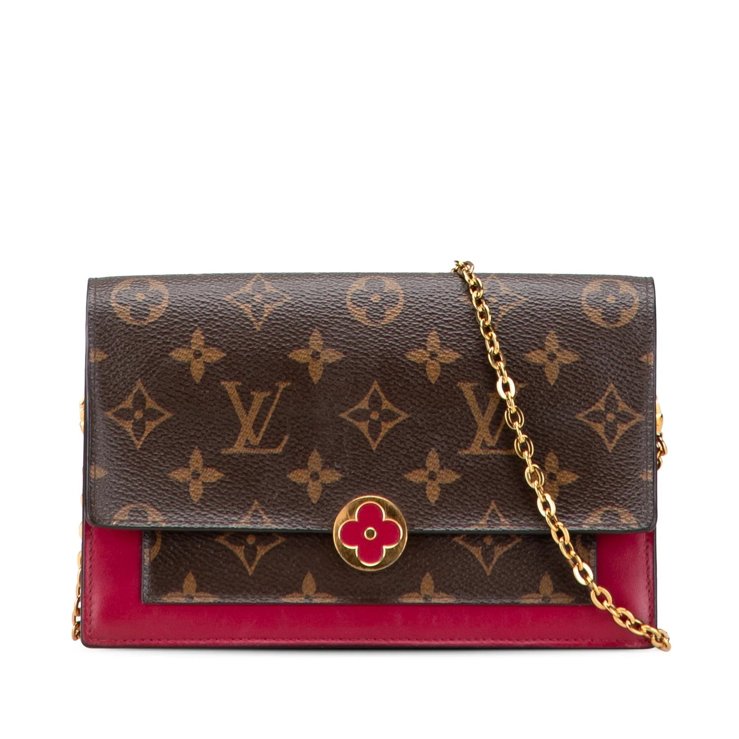 Brown Louis Vuitton Monogram Flore Wallet On Chain Crossbody Bag