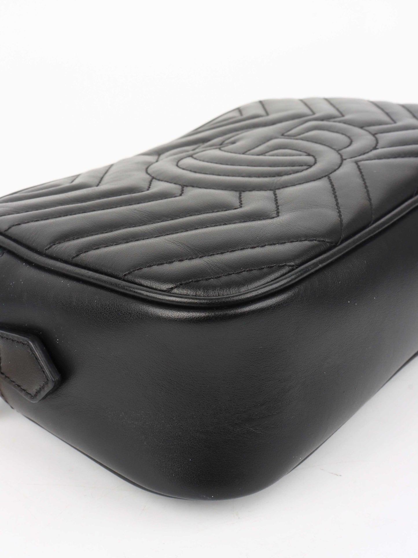Gucci Small Black Marmont Camera Bag.