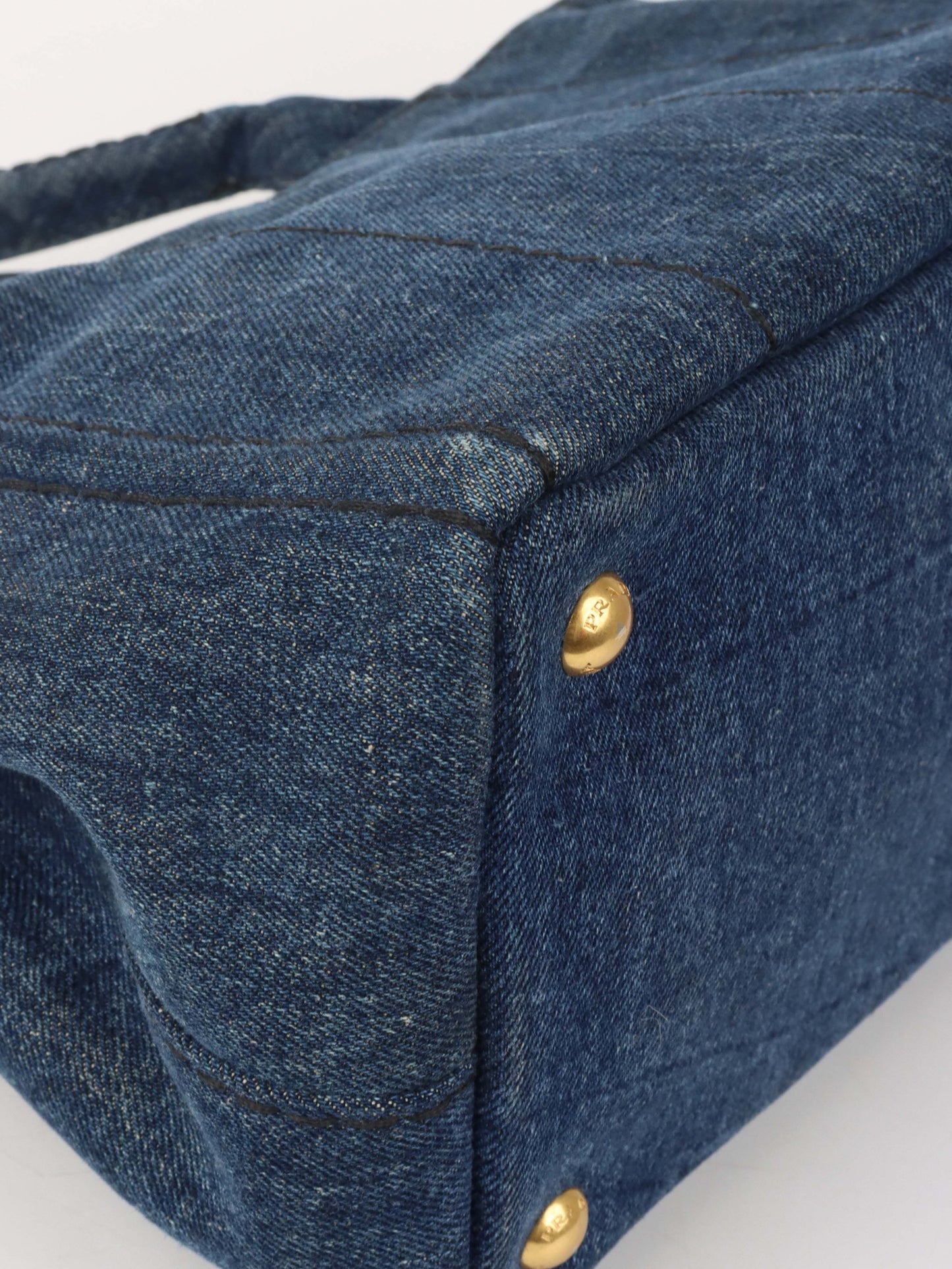 Prada Small Canapa Denim Tote.