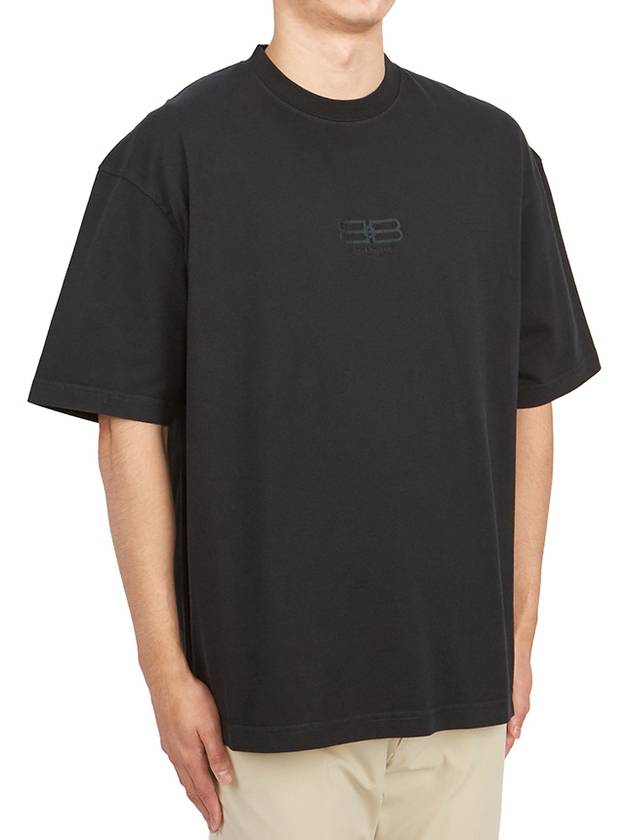 Luxury Balenciaga Trending 2026 Embroidered BB Logo Short Sleeve T-Shirt Black