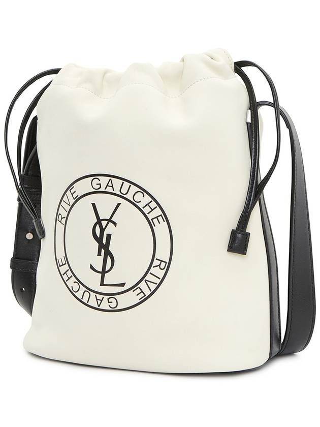 Luxury Saint Laurent Trending 2025 Rive Gauche Laced Leather Bucket Bag Cream