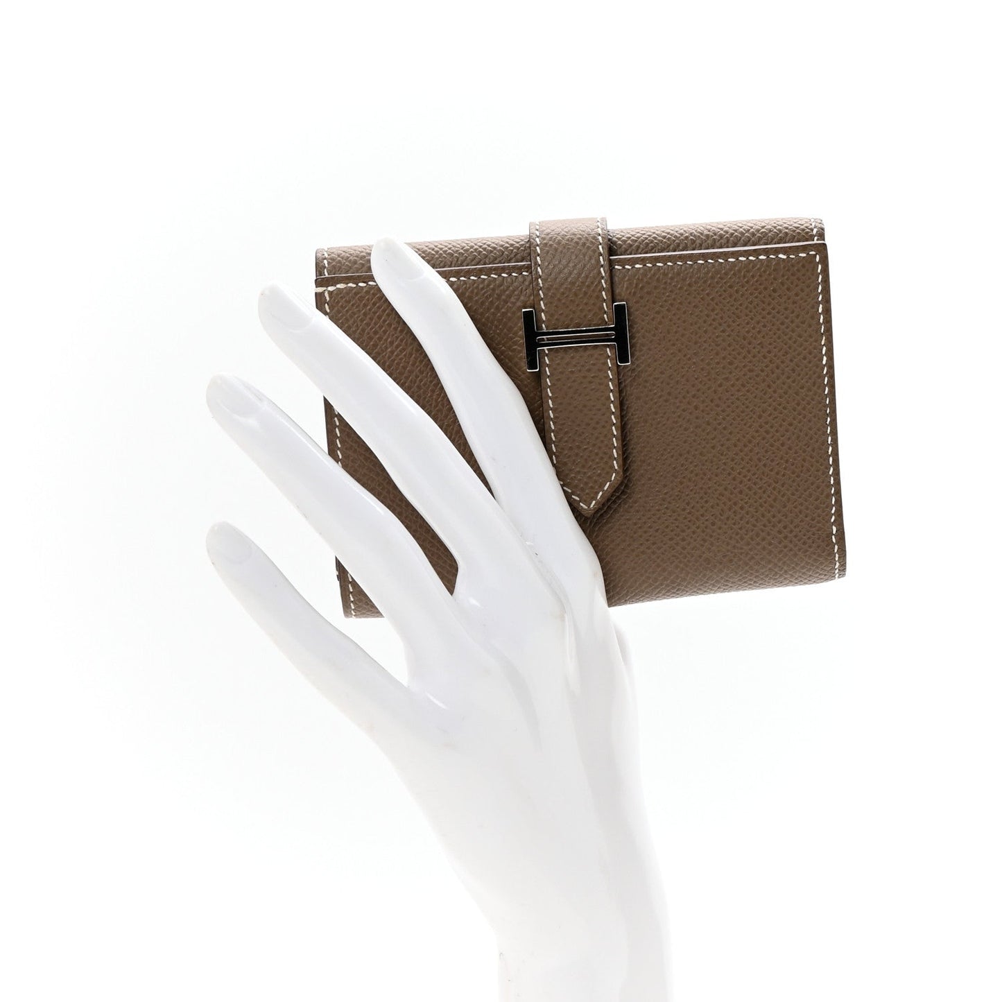 Hermes Epsom Tri-Fold Compact Bearn Wallet Etoupe