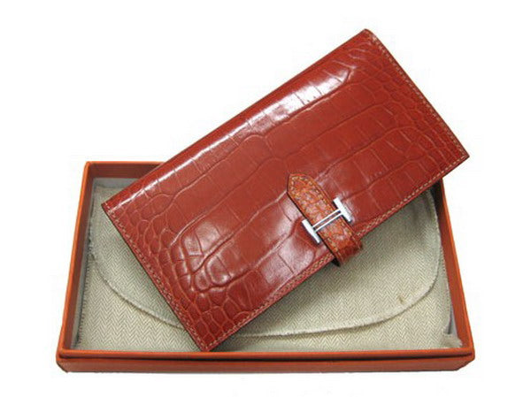 Luxury Hermes Wallet H1114 Ladies Crocodile Coffee