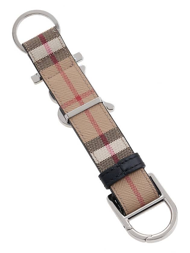 Luxury Burberry Monogram Motif Vintage Check Key Holder Beige